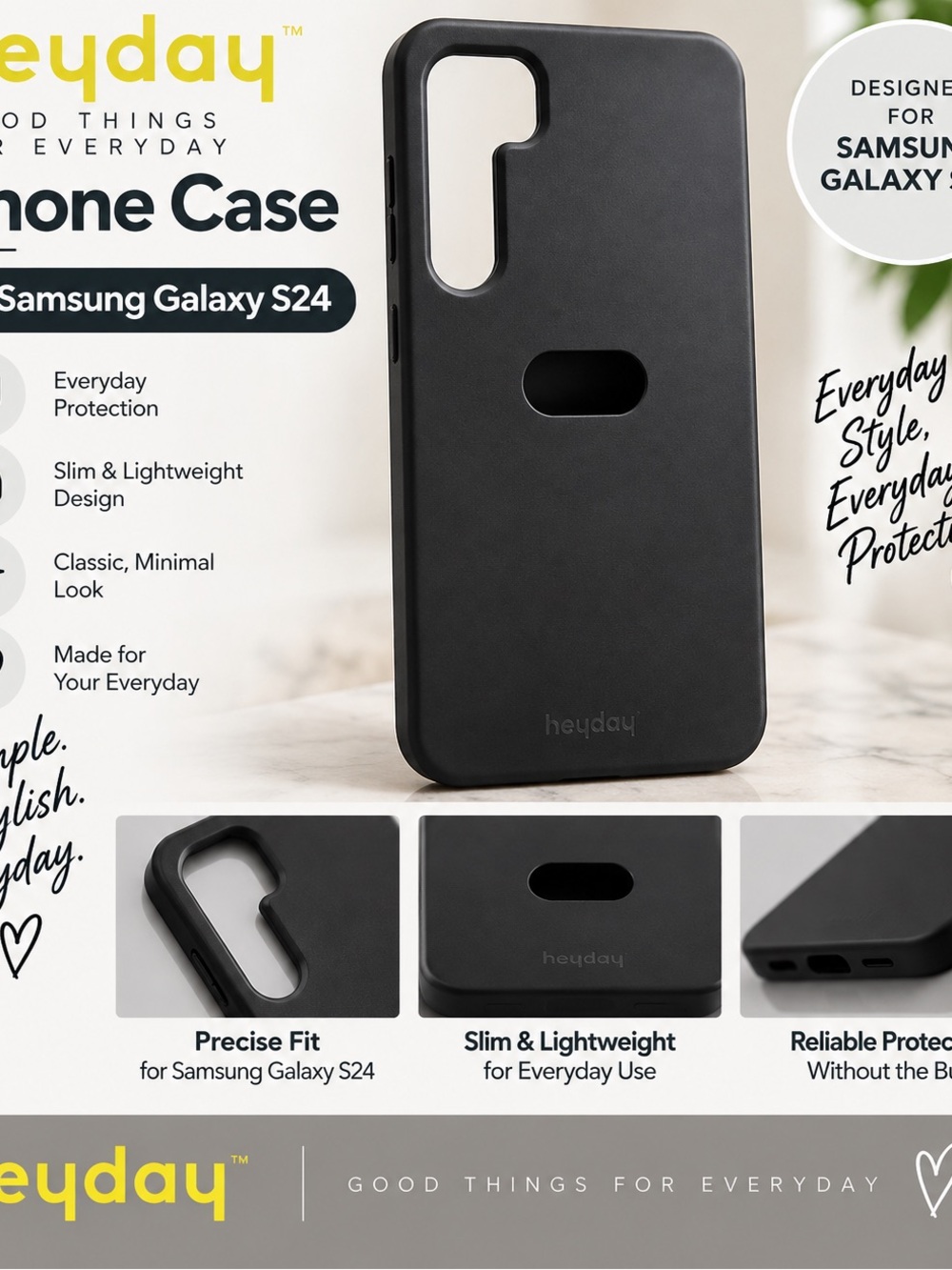 heyday Black Slim Phone Case for Samsung Galaxy S24